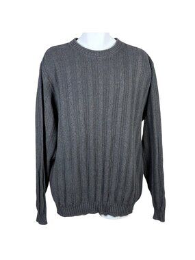 David Taylor Gray Ribbed Knit Crewneck Sweater Mens XLT